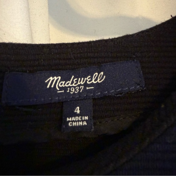 Madewell Navy Black Fit & Flare Dress Pockets Short Sleeve Women’s 4 - Picture 2 of 9